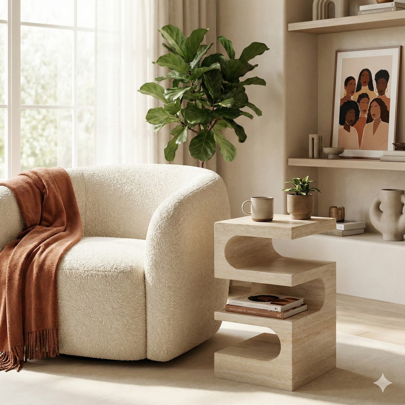 Serenity Block Travertine Table – A Multifaceted Natural Stone Marvel