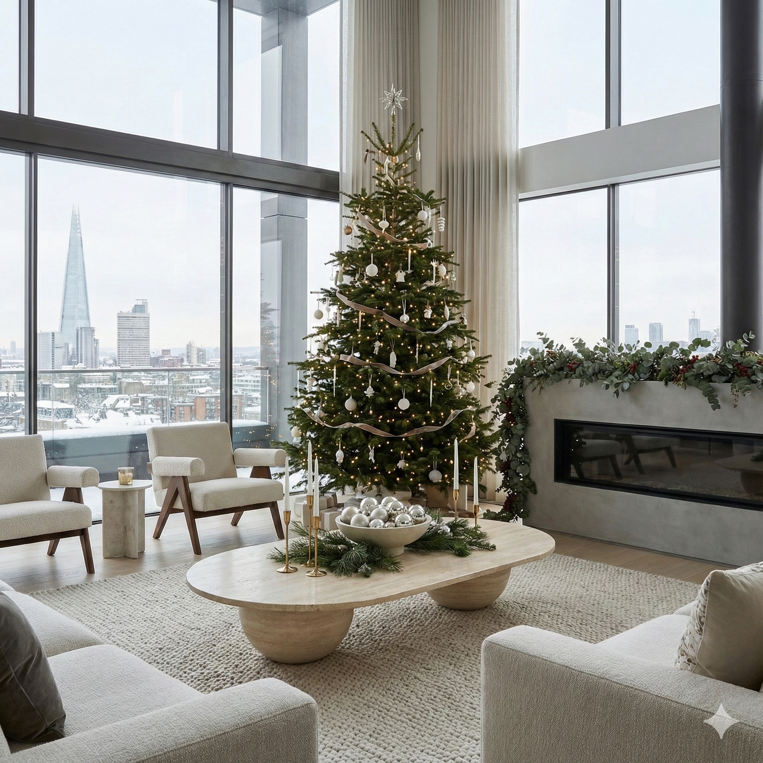 Oval Travertine Coffee Table with Stone Ball Base