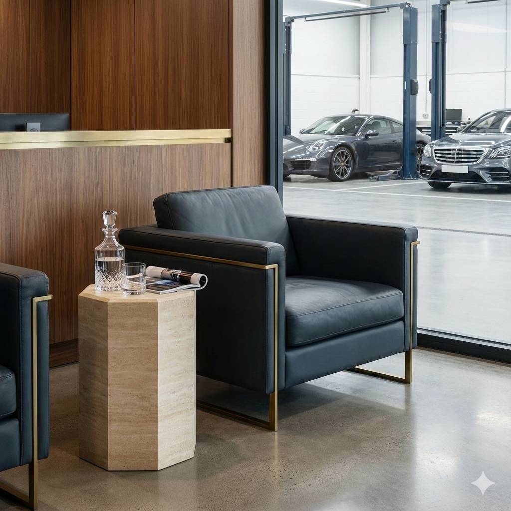 HexaForm and Pentagon Travertine Pedestal