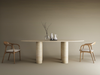 Ellips Travertine Dining Table with Cylindrical Base