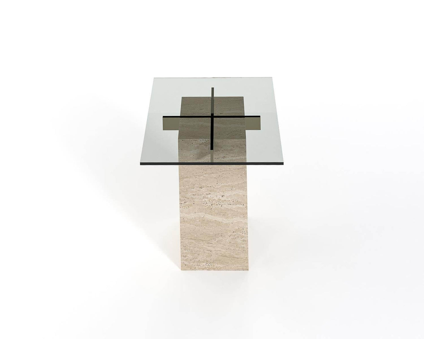 Modern Travertine and Glass Coffee Table Design