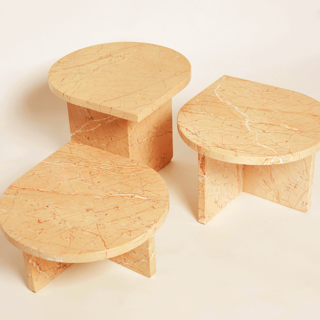 Organic Shape Travertine Coffee Table with Sculpted Freeform Design