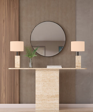 Rectangular Travertine Console Table with Block Base – Natural Stone Base