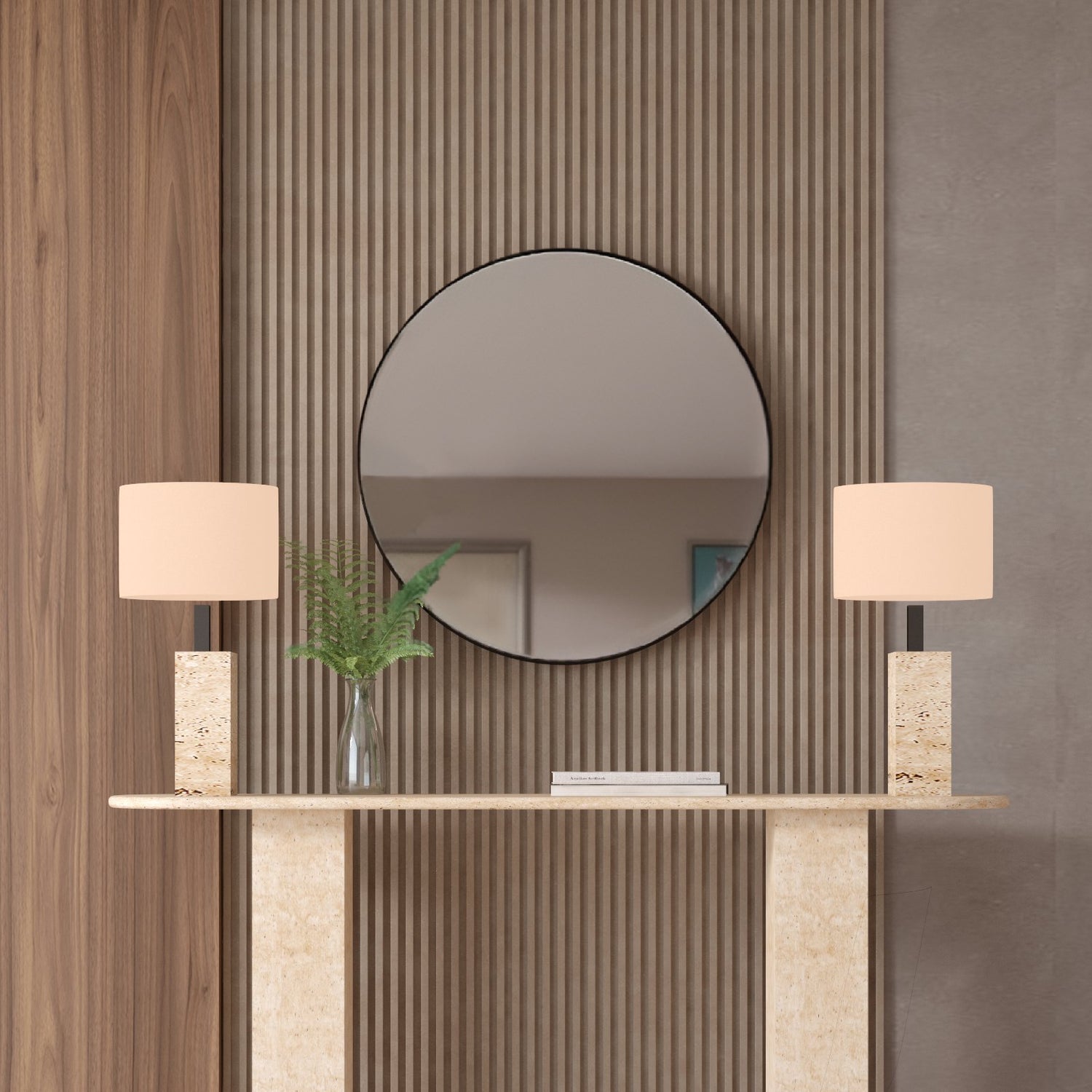 Ovale Travertine Console Table with Rectangular Pedestal Base – Travertine Stone Base