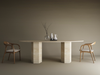 Ellips Travertine Dining Table with Hexagonal Pedestal Base
