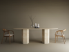 Oval Travertine Dining Table with Hexagonal Pedestal Base