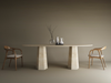 Ellips Travertine Dining Table with Tapered Round Base