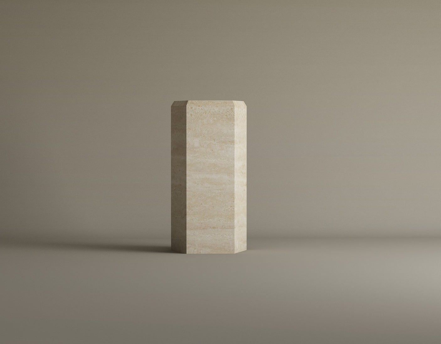 HexaForm and Pentagon Travertine Pedestal