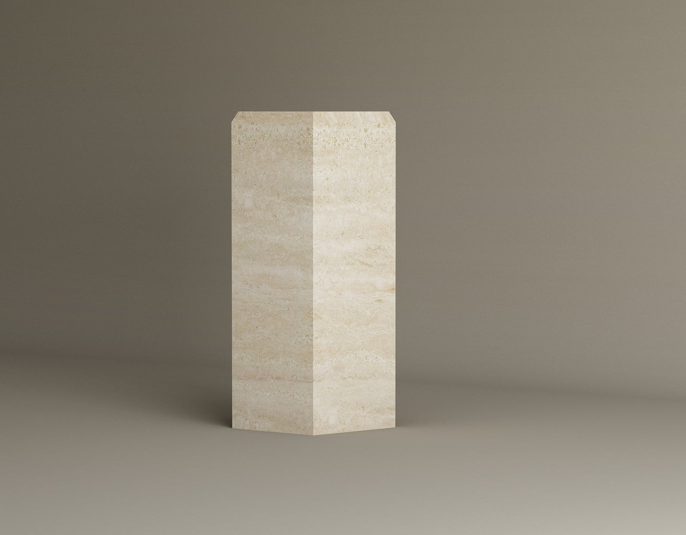 HexaForm and Pentagon Travertine Pedestal