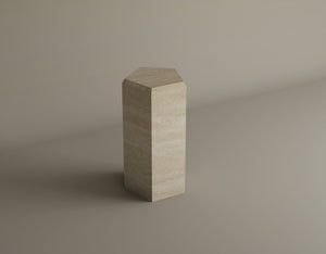 HexaForm and Pentagon Travertine Pedestal