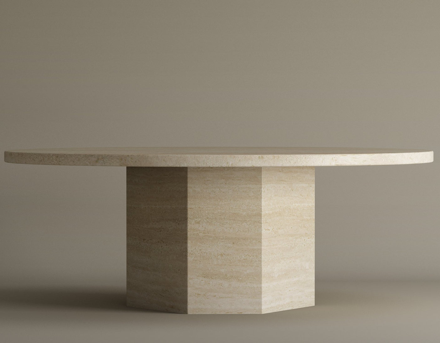 Desert Serenity Travertine Coffee Table – Earthy, Sculptural Stone Table with a Soft Honed Finish
