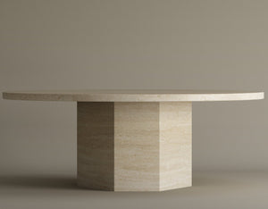 Desert Serenity Travertine Coffee Table – Earthy, Sculptural Stone Table with a Soft Honed Finish