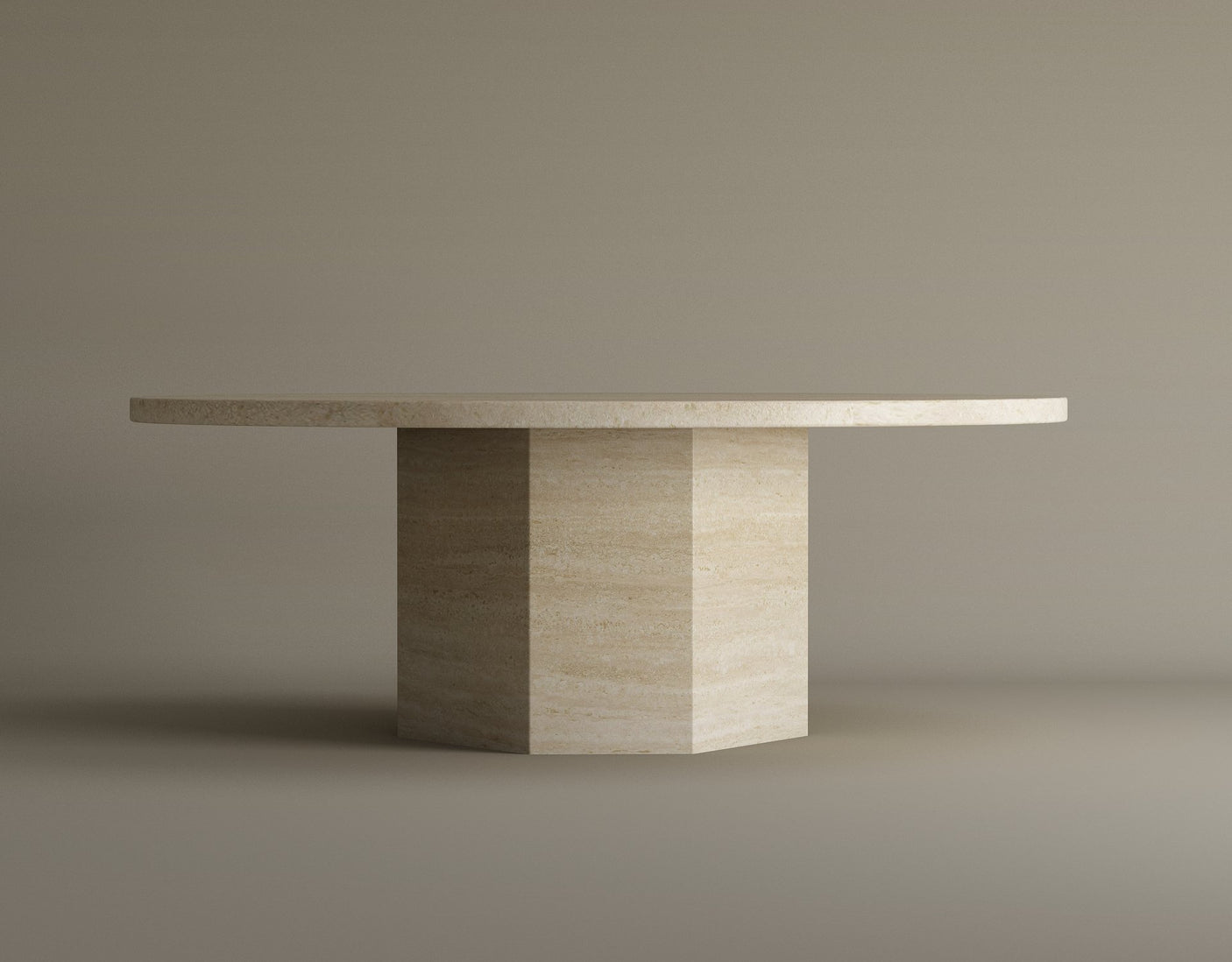 Desert Serenity Travertine Coffee Table – Earthy, Sculptural Stone Table with a Soft Honed Finish