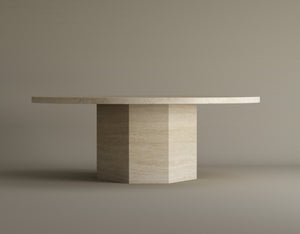 Desert Serenity Travertine Coffee Table – Earthy, Sculptural Stone Table with a Soft Honed Finish