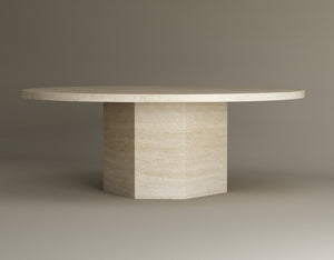 Desert Serenity Travertine Coffee Table – Earthy, Sculptural Stone Table with a Soft Honed Finish