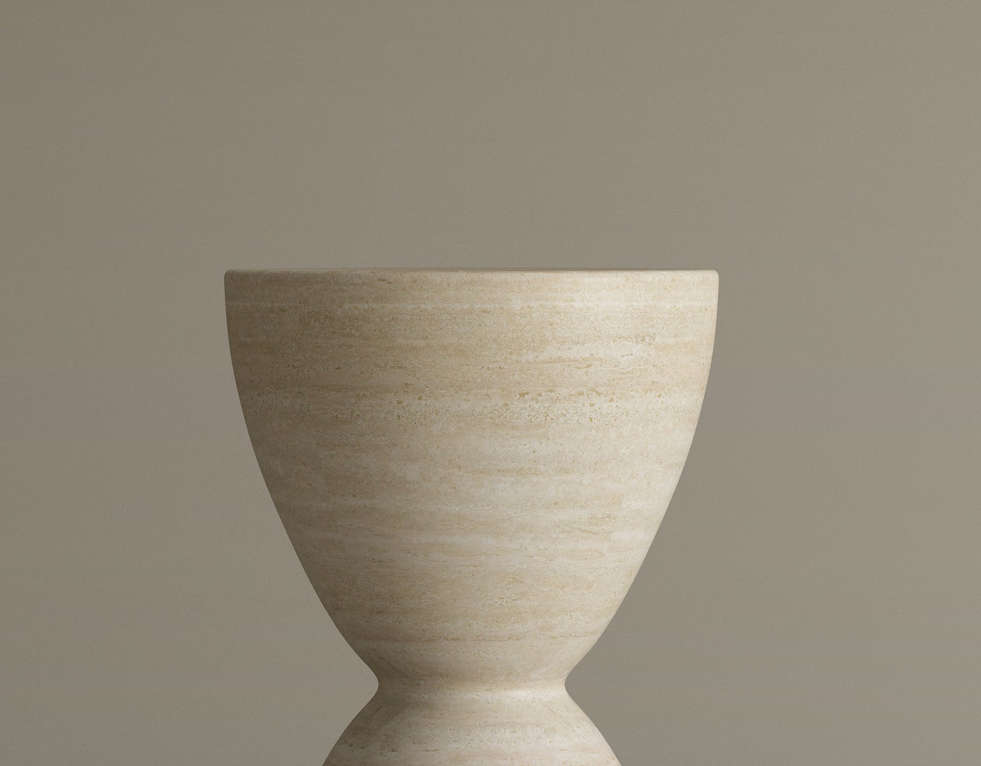 Eda Beige Travertine Sphere Table – Rounded Statement Piece in Solid Stone