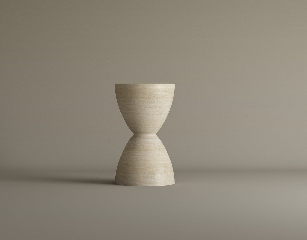 Eda Beige Travertine Sphere Table – Rounded Statement Piece in Solid Stone