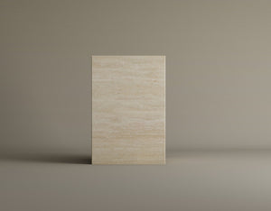 Elemental Harmony Travertine Cube – Geometric Stone Side Table with Modern Appeal