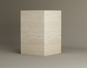 Elemental Harmony Travertine Cube – Geometric Stone Side Table with Modern Appeal