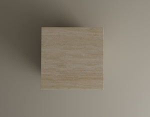 Elemental Harmony Travertine Cube – Geometric Stone Side Table with Modern Appeal