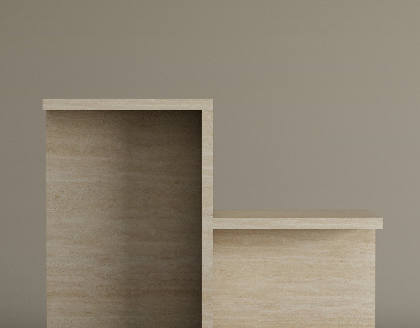 Travertine Tiered Side Table Set – Sculptural Nesting Tables in Natural Stone