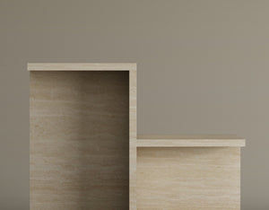 Travertine Tiered Side Table Set – Sculptural Nesting Tables in Natural Stone