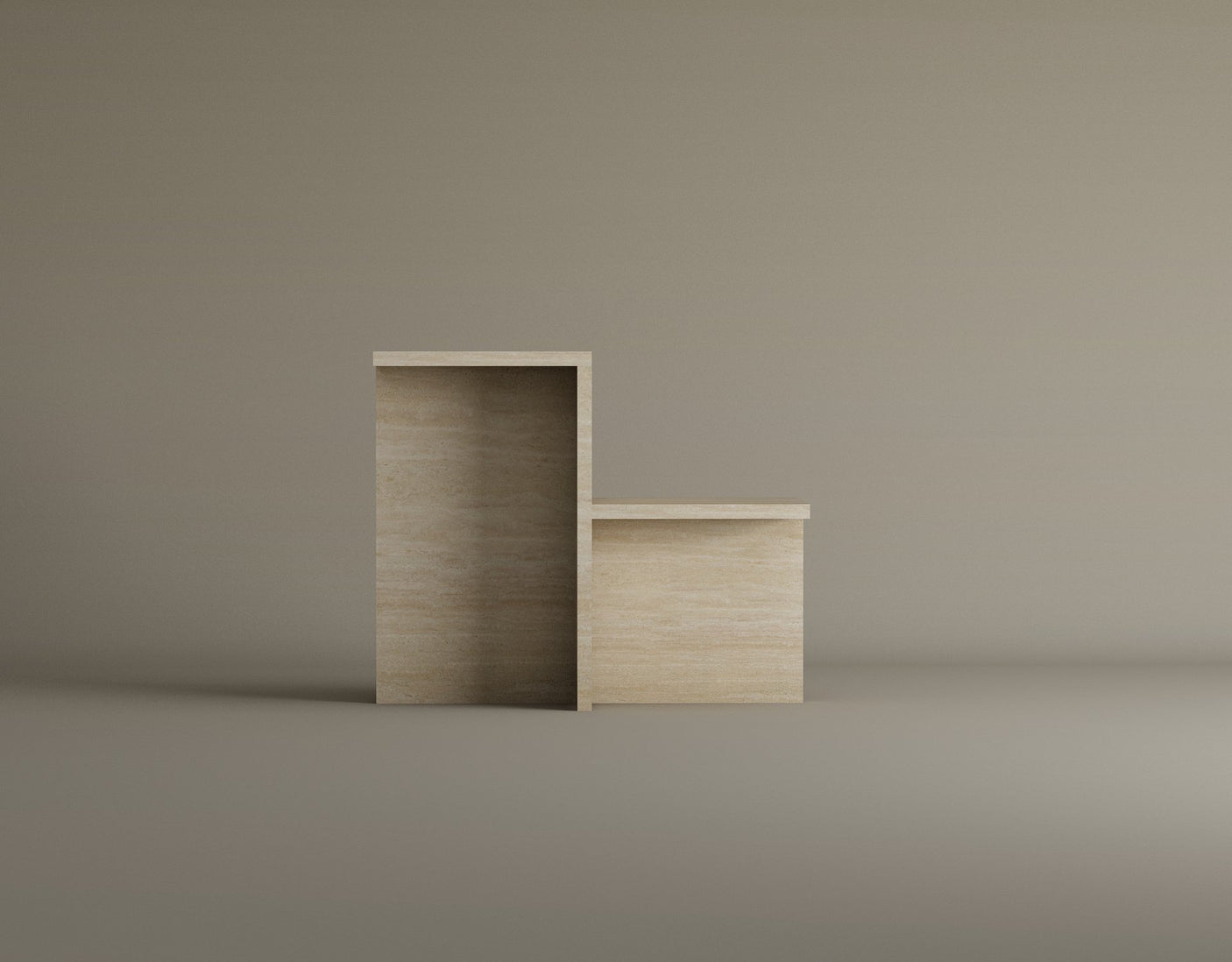 Travertine Tiered Side Table Set – Sculptural Nesting Tables in Natural Stone