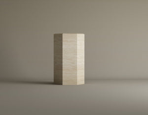 HexaForm and Pentagon Travertine Pedestal