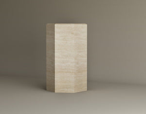 HexaForm and Pentagon Travertine Pedestal
