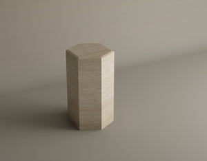 HexaForm and Pentagon Travertine Pedestal