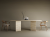 Ellips Travertine Dining Table with Split-V Pedestal Base