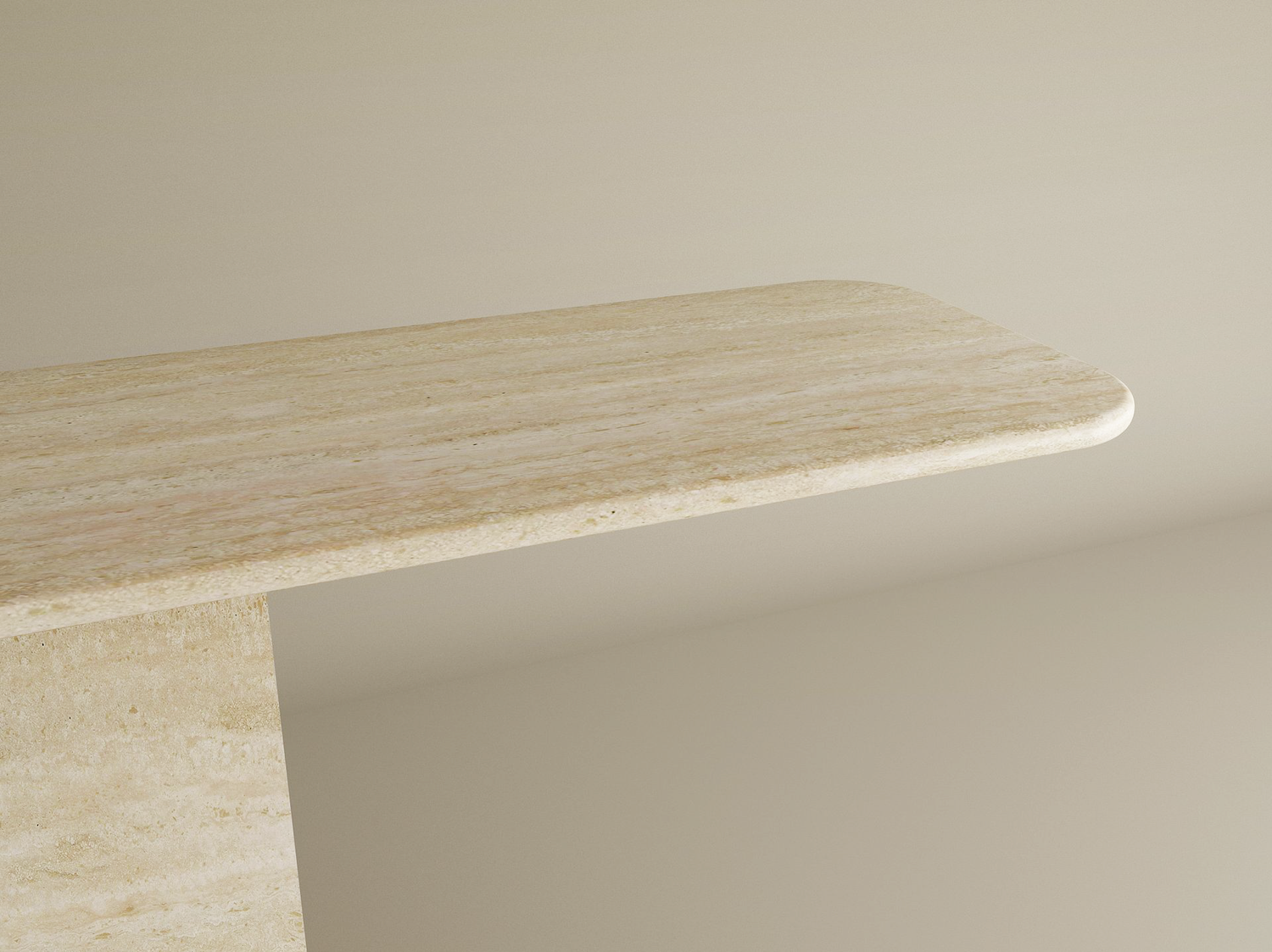 Rectangular Travertine Console Table with Block Base – Natural Stone Base