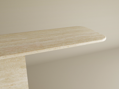 Rectangular Travertine Console Table with Block Base – Natural Stone Base – Customizable Console Table