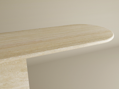 Ovale Travertine Console Table with Block Base – Natural Stone Base – Customizable Console Table