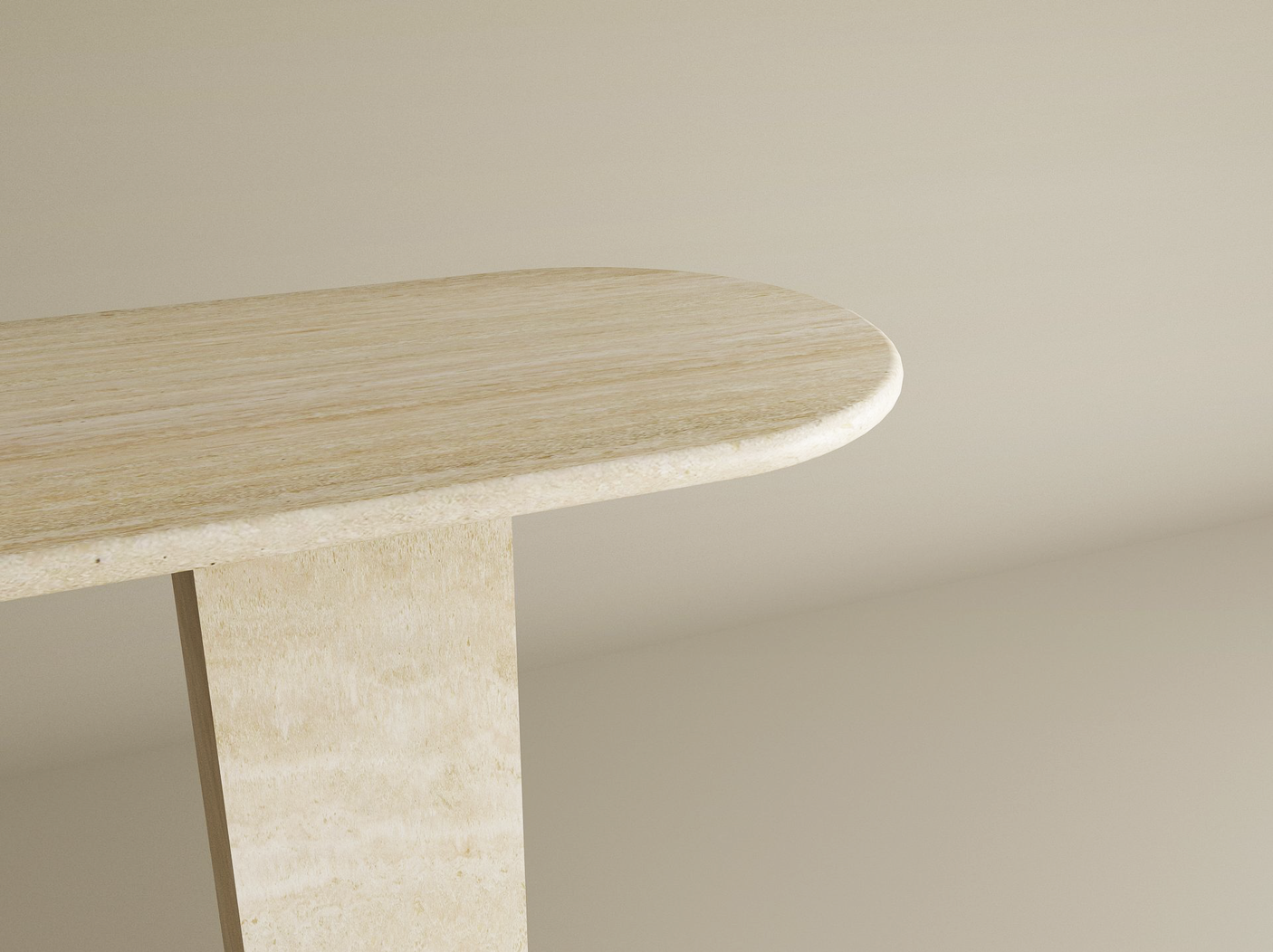Ovale Travertine Console Table with Rectangular Pedestal Base – Travertine Stone Base
