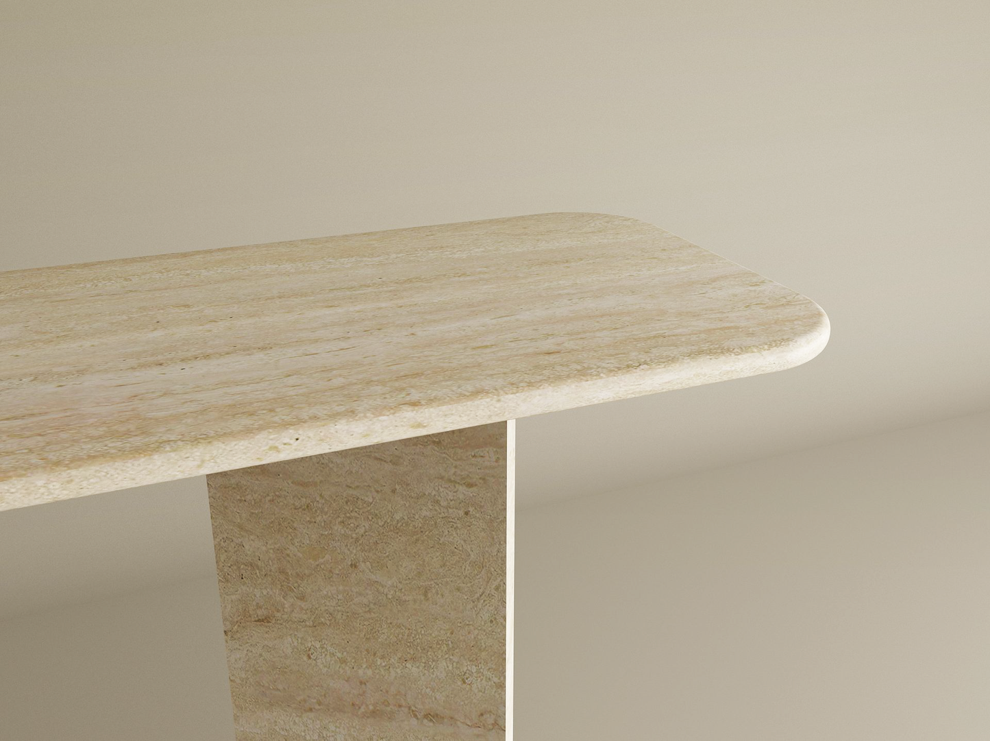 Rectangular Travertine Console Table with Split-V Pedestal Base – Travertine Stone Base – Customizable Console Table