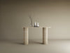 Ovale Travertine Console Table with Vertical Groove Base – Organic Stone Base