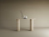 Ellips Travertine Console Table with Vertical Groove Base – Organic Stone Base