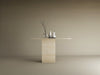 Ovale Travertine Console Table with Block Base – Natural Stone Base