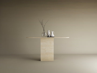 Ovale Travertine Console Table with Block Base – Natural Stone Base – Customizable Console Table