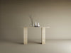 Ellips Travertine Console Table with Rectangular Pedestal Base – Travertine Stone Base