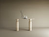 Ellips Travertine Console Table with Sculptural Round Base – Organic Travertine Stone Base