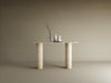 Ovale Travertine Console Table with Smooth Cylinder Base – Pure Travertine Stone Base