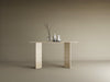 Rectangular Travertine Console Table with Split-V Pedestal Base – Travertine Stone Base