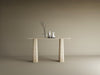 Rectangular Travertine Console Table with Tapered Round Base – Solid Travertine Stone Base