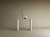 Rectangular Travertine Console Table with Cylindrical Base – Pure Travertine Stone Base