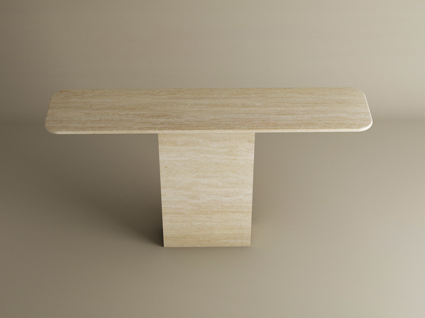 Rectangular Travertine Console Table with Block Base – Natural Stone Base