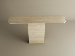 Rectangular Travertine Console Table with Block Base – Natural Stone Base
