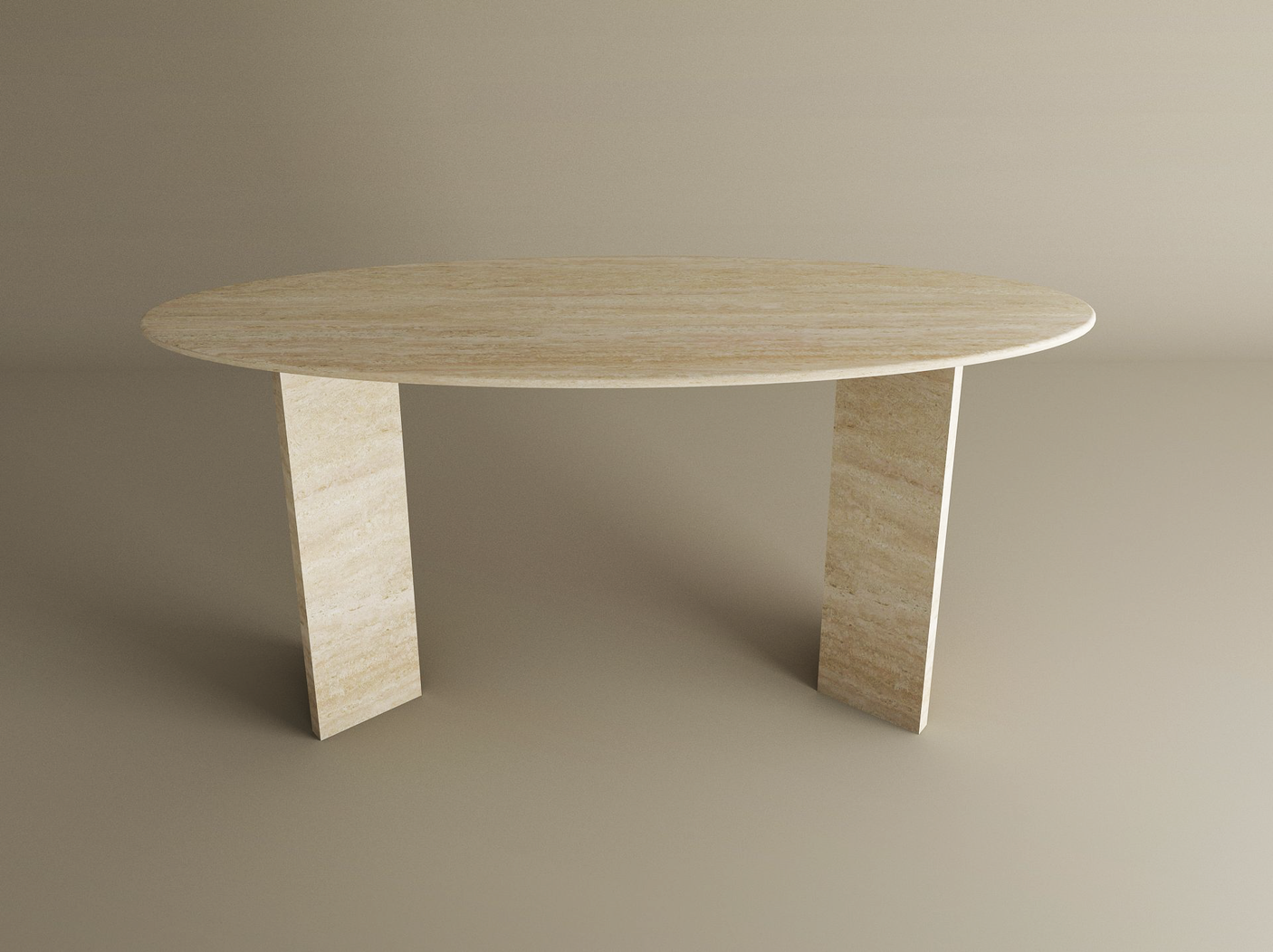 Ellips Travertine Console Table with Split-V Pedestal Base – Travertine Stone Base