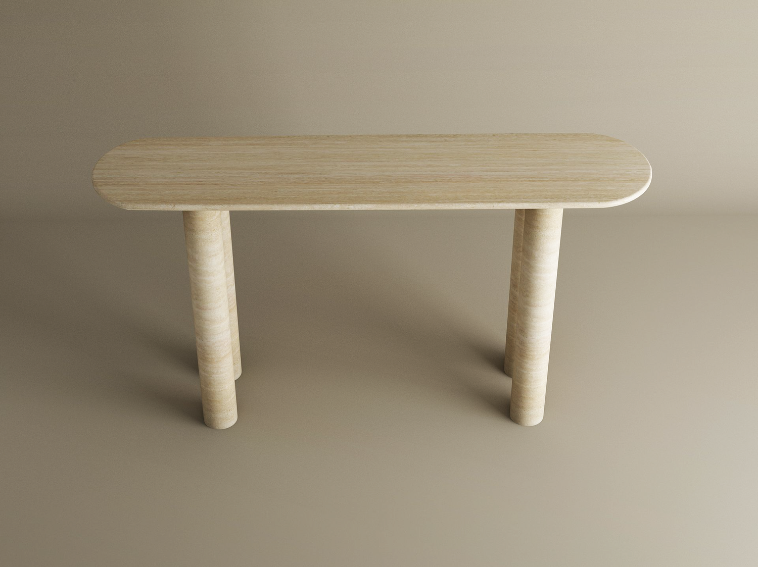 Ovale Travertine Console Table with Cylindrical Base – Pure Travertine Stone Base